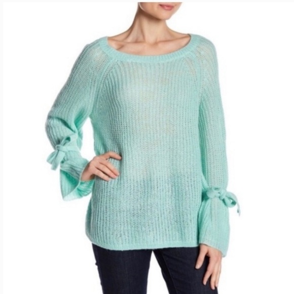 Project Naadam teal bell sleeve knit sweater medium - Picture 1 of 8